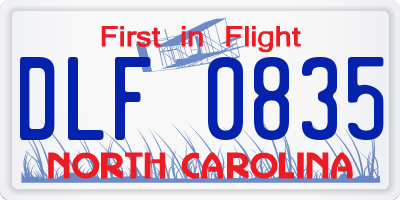 NC license plate DLF0835