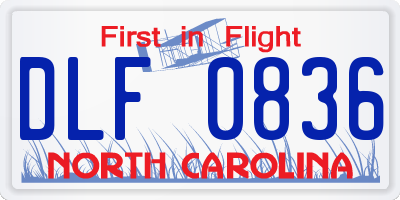 NC license plate DLF0836
