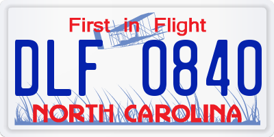 NC license plate DLF0840