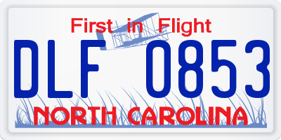 NC license plate DLF0853