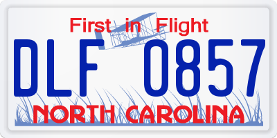 NC license plate DLF0857