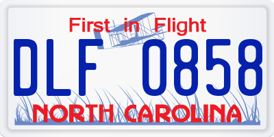 NC license plate DLF0858