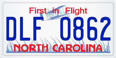 NC license plate DLF0862