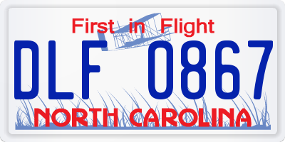 NC license plate DLF0867
