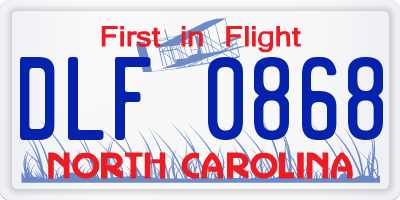 NC license plate DLF0868