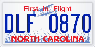 NC license plate DLF0870