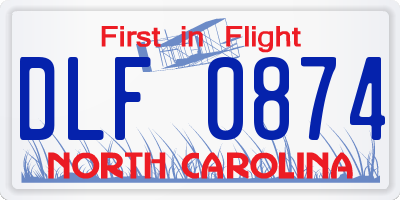 NC license plate DLF0874
