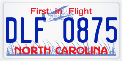 NC license plate DLF0875