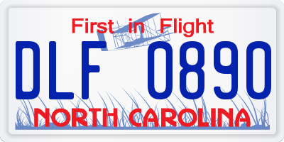 NC license plate DLF0890