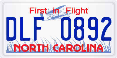 NC license plate DLF0892