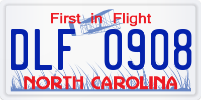 NC license plate DLF0908