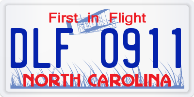 NC license plate DLF0911