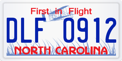 NC license plate DLF0912