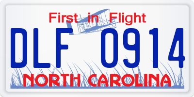 NC license plate DLF0914