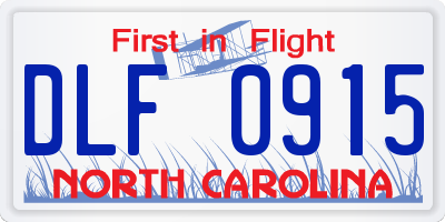 NC license plate DLF0915