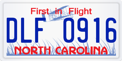NC license plate DLF0916