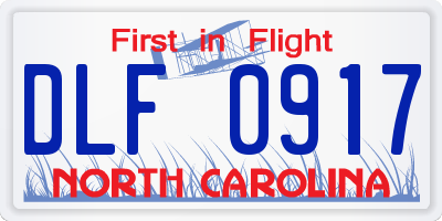 NC license plate DLF0917