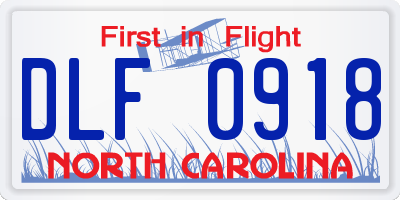 NC license plate DLF0918