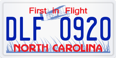 NC license plate DLF0920