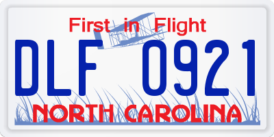 NC license plate DLF0921