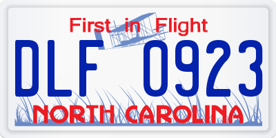 NC license plate DLF0923