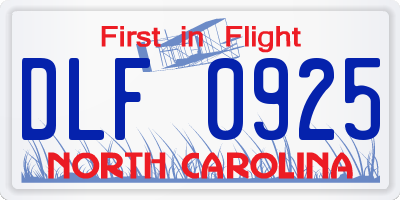 NC license plate DLF0925