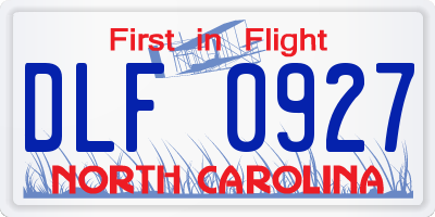 NC license plate DLF0927