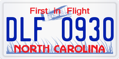 NC license plate DLF0930