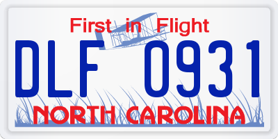 NC license plate DLF0931