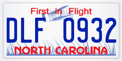 NC license plate DLF0932