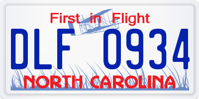 NC license plate DLF0934