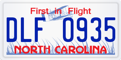 NC license plate DLF0935