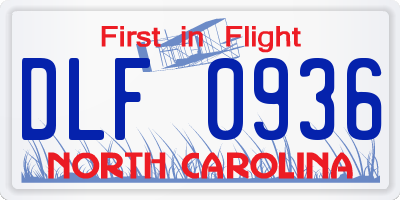 NC license plate DLF0936