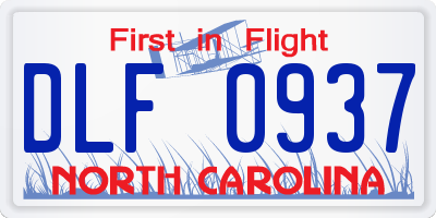 NC license plate DLF0937