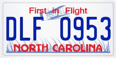 NC license plate DLF0953