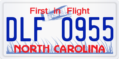 NC license plate DLF0955