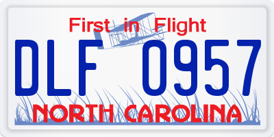 NC license plate DLF0957