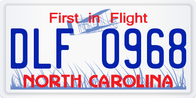 NC license plate DLF0968