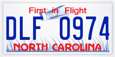 NC license plate DLF0974