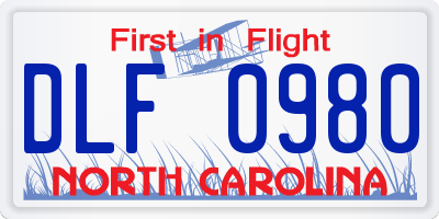 NC license plate DLF0980