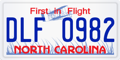 NC license plate DLF0982