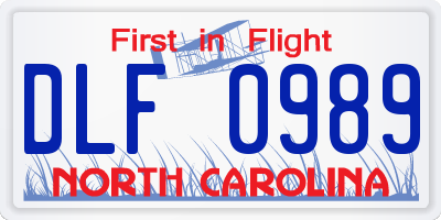 NC license plate DLF0989