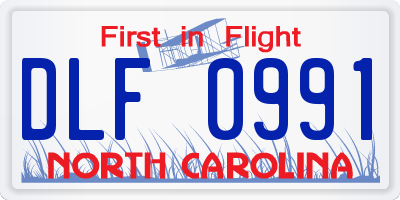 NC license plate DLF0991