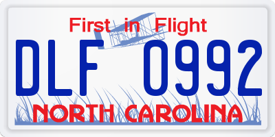 NC license plate DLF0992