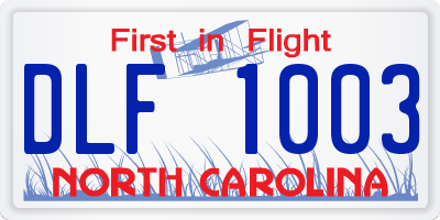 NC license plate DLF1003