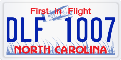 NC license plate DLF1007
