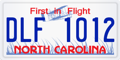 NC license plate DLF1012