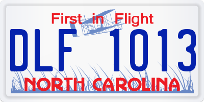 NC license plate DLF1013