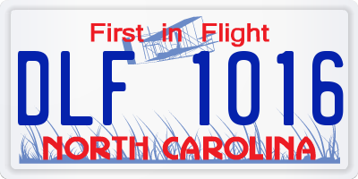NC license plate DLF1016