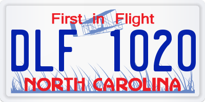 NC license plate DLF1020